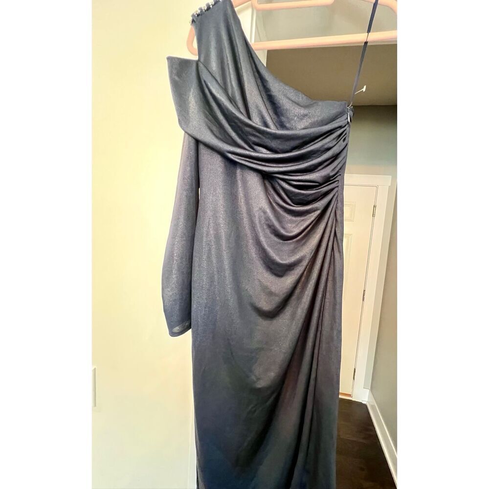Lauren Ralph Lauren Women's Foil-Print One-Shoulder Dress French Navy Size 4 NWT - Picture 4 of 10